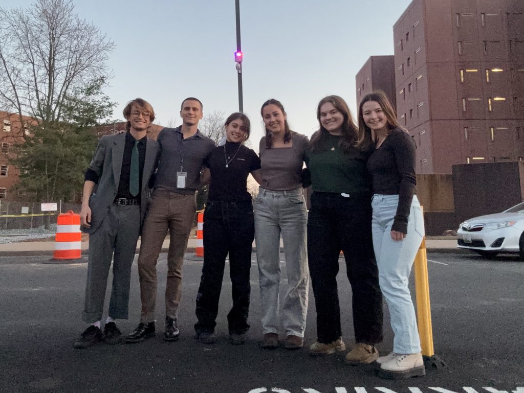 Poetry Teaching Artists Matthew Polson, Ryan Alexander, Hanna Al-Kowsi, Ingrid Piña, Adriana Beltrano, and Maddy Kye (left to right)